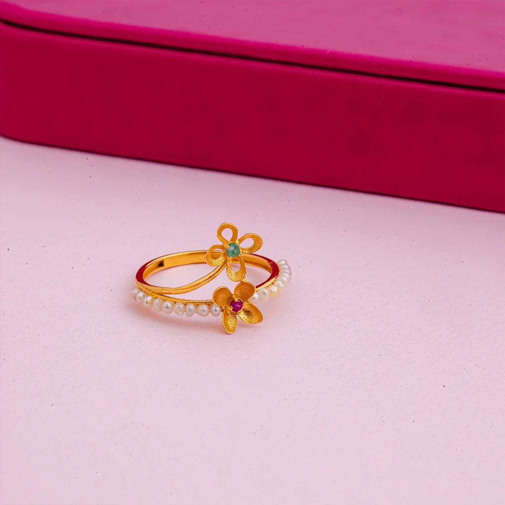 LJ043: Two Flowers Ring