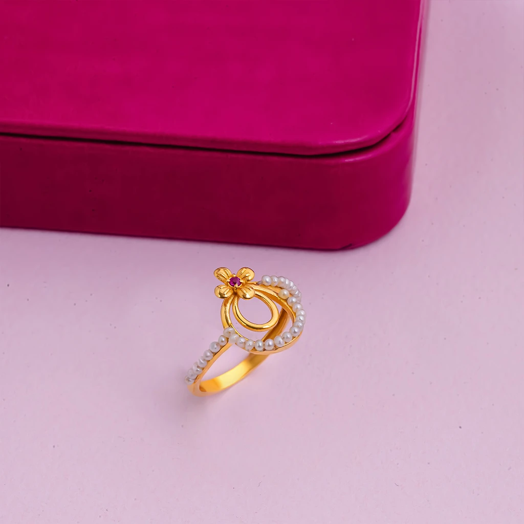 LJ044: Two Lines Flower Ring