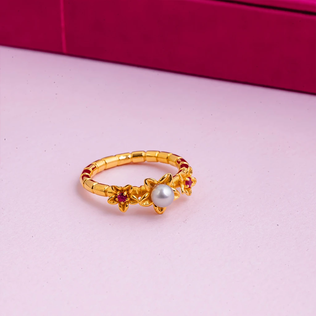 LJ053: Bamboo Flower Ring