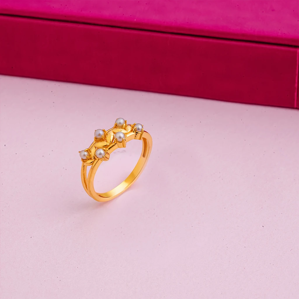 LJ055: Leaves Pearls Ring