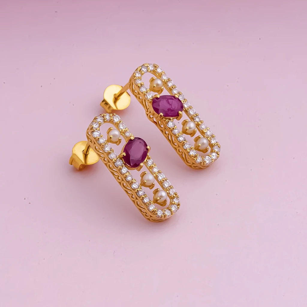 LJ056: Ruby Diamonds Earrings