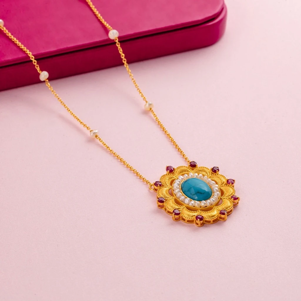 LJ175: Oval Fairoz Necklace